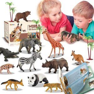 31 Pcs Safari Animals Figures Including 24 Realistic Jungle Playset Toys Zoo